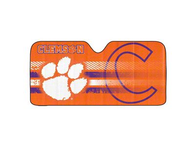 Windshield Sun Shade with Clemson University Logo; Orange (Universal; Some Adaptation May Be Required)