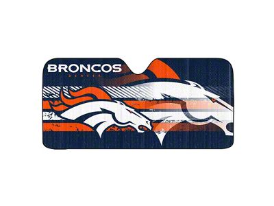 Windshield Sun Shade with Denver Broncos Logo; Navy (Universal; Some Adaptation May Be Required)