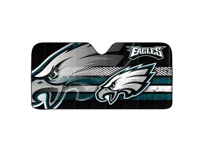 Windshield Sun Shade with Philadelphia Eagles Logo; Black (Universal; Some Adaptation May Be Required)