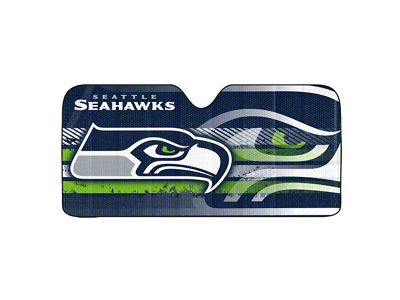 Windshield Sun Shade with Seattle Seahawks Logo; Navy (Universal; Some Adaptation May Be Required)