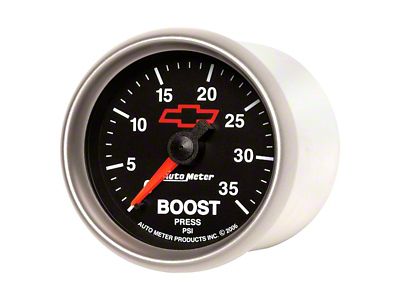 Auto Meter Boost Gauge with Chevy Red Bowtie Logo; 0-35 PSI; Mechanical (Universal; Some Adaptation May Be Required)