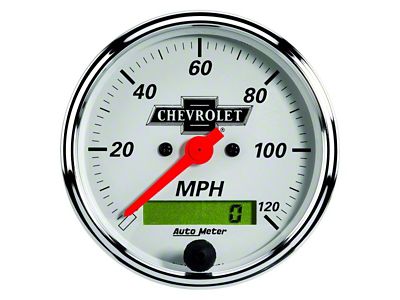Auto Meter Speedometer Gauge with Chevrolet Heritage Bowtie Logo; Electrical (Universal; Some Adaptation May Be Required)