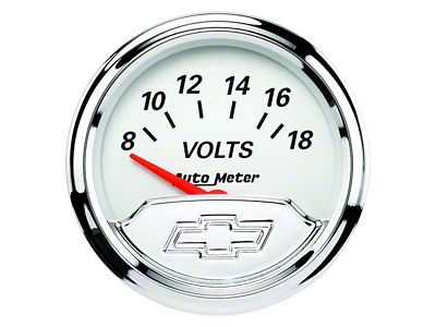 Auto Meter Voltmeter Gauge with Chevrolet Heritage Bowtie Logo; Electrical (Universal; Some Adaptation May Be Required)