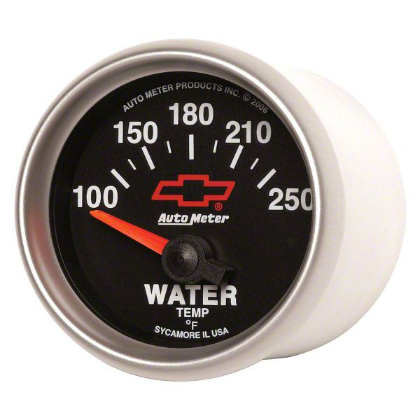 Auto Meter Tahoe Water Temperature Gauge with Chevy Red Bowtie Logo