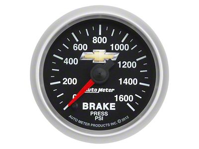 Auto Meter Brake Pressure Gauge with Chevy Gold Bowtie Logo; Digital Stepper Motor (Universal; Some Adaptation May Be Required)