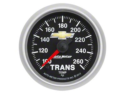 Auto Meter Transmission Temperature Gauge with Chevy Gold Bowtie Logo; Digital Stepper Motor (Universal; Some Adaptation May Be Required)