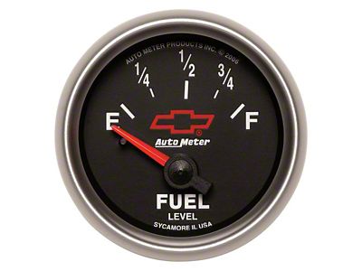 Auto Meter Fuel Level Gauge with Chevy Red Bowtie Logo; Electrical (Universal; Some Adaptation May Be Required)