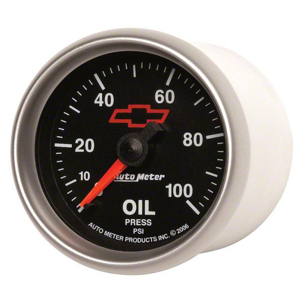 Auto Meter Tahoe Oil Pressure Gauge with Chevy Red Bowtie Logo