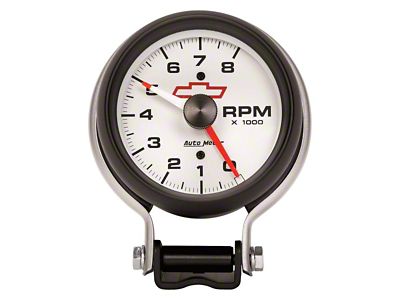 Auto Meter 3-3/4-Inch Pedestal Tachometer with Chevy Red Bowtie Logo; Electrical (Universal; Some Adaptation May Be Required)