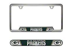Embossed License Plate Frame with Green Bay Packers Logo; Green (Universal; Some Adaptation May Be Required)