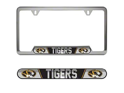 Embossed License Plate Frame with University of Missouri Logo; Black (Universal; Some Adaptation May Be Required)