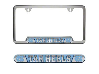 Embossed License Plate Frame with University of North Carolina Logo; Blue (Universal; Some Adaptation May Be Required)