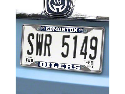 License Plate Frame with Edmonton Oilers Logo; (Universal; Some Adaptation May Be Required)