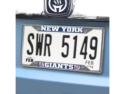 License Plate Frame with New York Giants Logo; Dark Blue (Universal; Some Adaptation May Be Required)