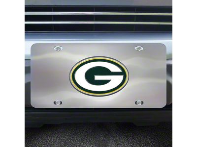 License Plate with Green Bay Packers Logo; Stainless Steel (Universal; Some Adaptation May Be Required)