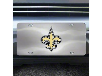 License Plate with New Orleans Saints Logo; Stainless Steel (Universal; Some Adaptation May Be Required)