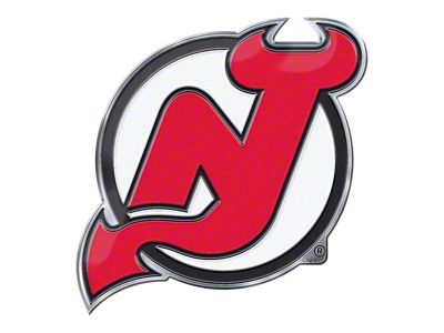 New Jersey Devils Embossed Emblem; Red and Black (Universal; Some Adaptation May Be Required)