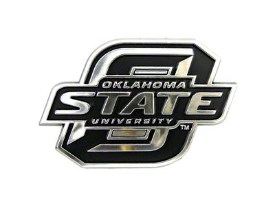 Oklahoma State University Molded Emblem; Chrome (Universal; Some Adaptation May Be Required)