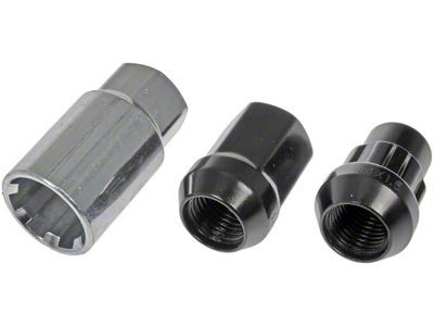 Black Acorn Wheel Lug Nut Lock Set; M14x1.50; Set of 20 (07-23 Silverado 2500 HD)