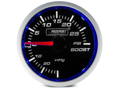 Prosport 52mm Performance Series Boost Gauge; Mechanical; 30 PSI; Blue/White (Universal; Some Adaptation May Be Required)