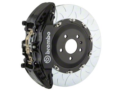 Brembo GT Series 6-Piston Front Big Brake Kit with 15-Inch 2-Piece Type 3 Slotted Rotors; Black Calipers (19-23 Sierra 1500)