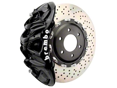Brembo GT Series 8-Piston Front Big Brake Kit with 16.20-Inch 2-Piece Cross Drilled Rotors; Black Calipers (21-23 Tahoe)