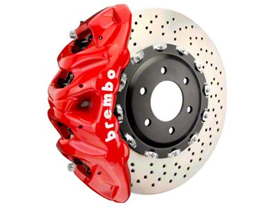 Brembo GT Series 8-Piston Front Big Brake Kit with 16.20-Inch 2-Piece Cross Drilled Rotors; Red Calipers (19-23 Silverado 1500)