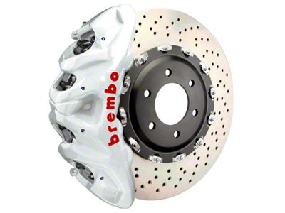 Brembo GT Series 8-Piston Front Big Brake Kit with 16.20-Inch 2-Piece Cross Drilled Rotors; White Calipers (21-23 Tahoe)
