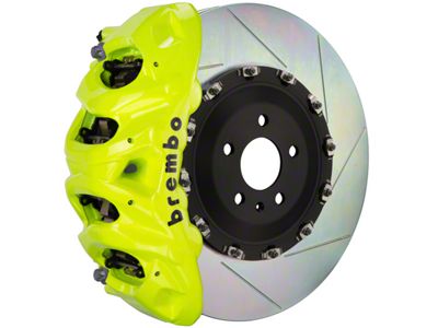 Brembo GT Series 8-Piston Front Big Brake Kit with 16.20-Inch 2-Piece Type 1 Slotted Rotors; Fluorescent Yellow Calipers (21-23 Yukon)