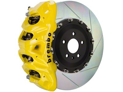 Brembo GT Series 8-Piston Front Big Brake Kit with 16.20-Inch 2-Piece Type 1 Slotted Rotors; Yellow Calipers (21-23 Tahoe)