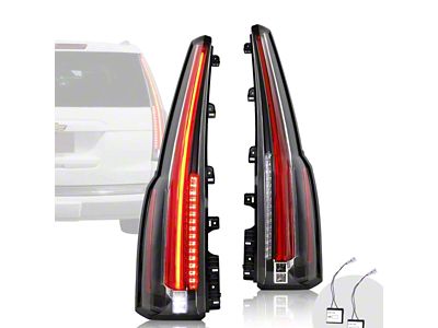 LED Tail Lights; Black Housing; Red Clear Lens (15-20 Tahoe)