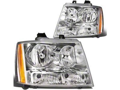 Factory Style Headlights with Amber Corners; Chrome Housing; Clear Lens (07-14 Tahoe)