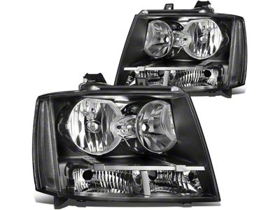 Factory Style Headlights with Clear Corners; Black Housing; Clear Lens (07-14 Tahoe)