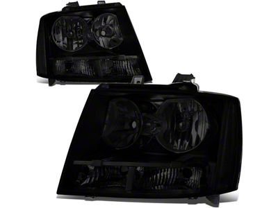 Factory Style Headlights with Clear Corners; Black Housing; Smoked Lens (07-14 Tahoe)