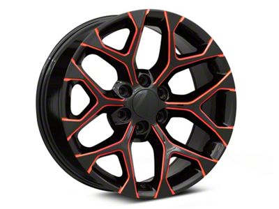 Performance Replicas PR176 Gloss Black Red Milled 6-Lug Wheel; 22x9; 24mm Offset (19-23 Sierra 1500)
