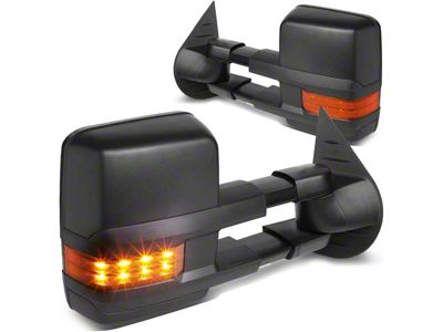 Manual Towing Mirrors with Amber LED Turn Signals Black (07-14 Silverado 3500 HD)