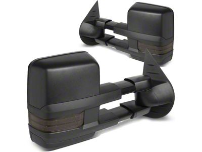 Powered Heated Towing Mirrors with Smoked LED Turn Signals; Black (07-14 Yukon)