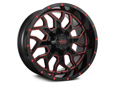 Impact Wheels 813 Gloss Black and Red Milled 6-Lug Wheel; 20x10; -12mm Offset (07-13 Sierra 1500)