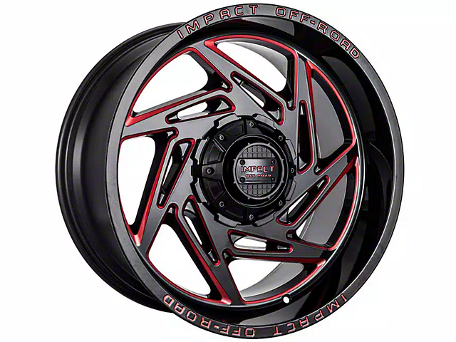 Impact Wheels 830 Gloss Black and Red Milled 6-Lug Wheel; 20x10; -12mm Offset (15-20 Yukon)