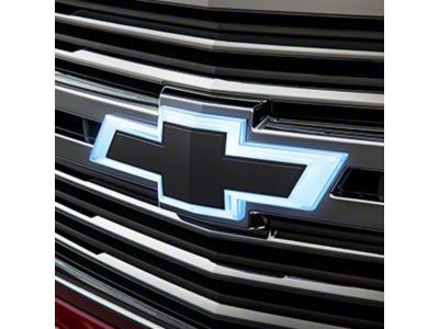 GM Front Illuminated and Rear Non-Illuminated Bowtie Emblems; Black (15-20 Tahoe)