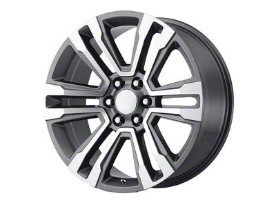 Performance Replicas PR182 Gunmetal Machined 6-Lug Wheel; 22x9; 24mm Offset (15-20 Yukon)
