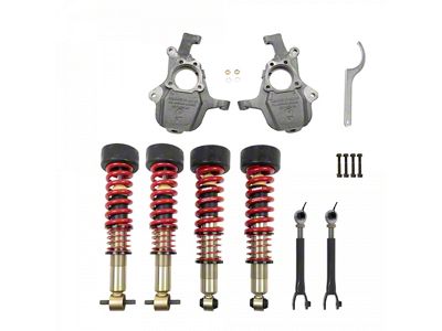 Belltech Lowering Kit with Height Adjustable Coil-Overs; 2.50 to 3.50-Inch Front / 1 to 4.50-Inch Rear (21-23 Tahoe w/o ARC or MagneRide)