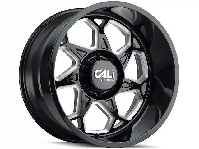 Cali Off-Road Sevenfold Gloss Black Milled 6-Lug Wheel; 22x12; -51mm Offset (15-20 Yukon)