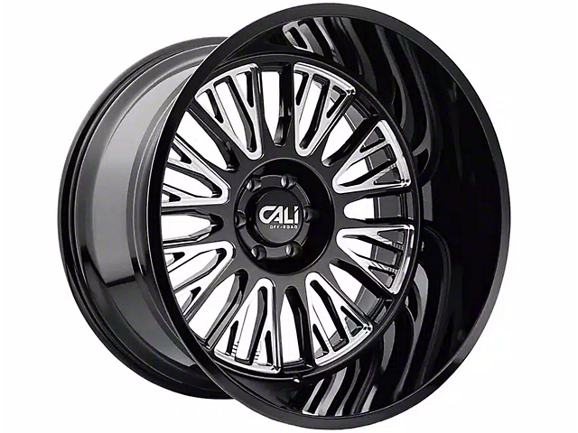 Cali Off-Road Vertex Gloss Black Milled 6-Lug Wheel; 22x12; -44mm Offset (15-20 Yukon)