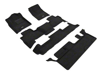 3D MAXpider Elegant Perfect Fit Carpet Front, Second Row and Third Row Floor Liners; Black (15-20 Tahoe w/ 2nd Row Bench Seat)