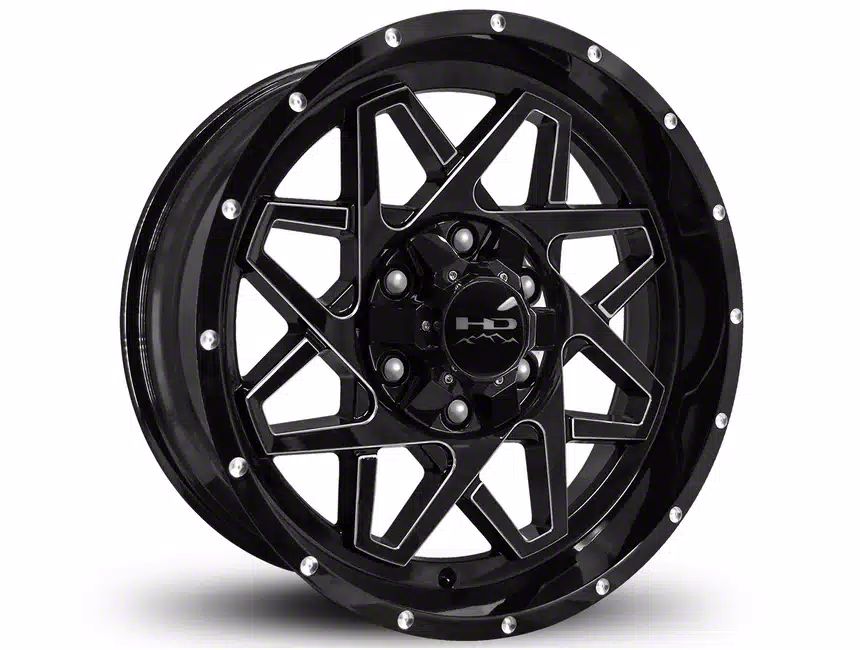 HD Off-Road Wheels Ranger Gridlock Gloss Black Milled Wheel; 20x9 ...