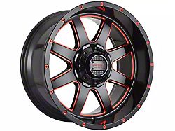 Impact Wheels 804 Gloss Black and Red Milled 6-Lug Wheel; 20x10; -12mm Offset (19-23 Ranger)