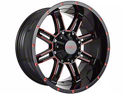 Impact Wheels 805 Gloss Black and Red Milled 6-Lug Wheel; 20x10; -12mm Offset (19-23 RAM 1500)