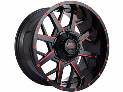Impact Wheels 815 Gloss Black with Red Machined Face 6-Lug Wheel; 20x10; -12mm Offset (14-18 Sierra 1500)