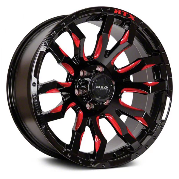RTX Offroad Wheels RAM 1500 Patton Gloss Black Red Milling 6-Lug Wheel